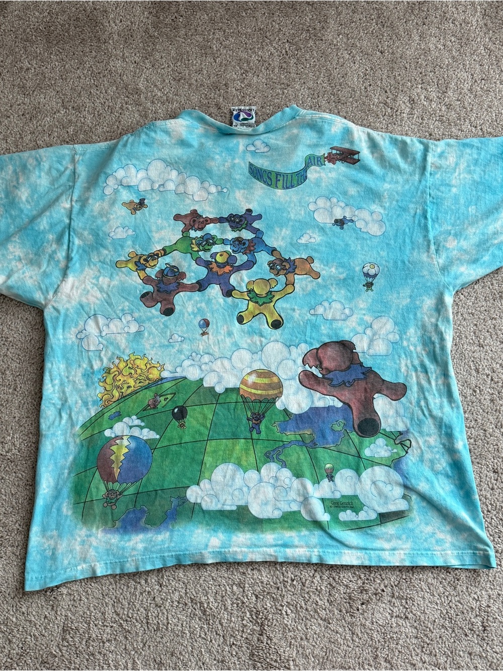 Vintage 1993 Grateful Dead Liquid Blue Songs Fill The Air Tie Dye Tee XL - Picture 3 of 11